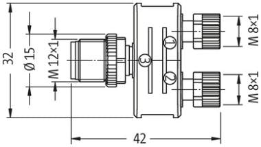 MurrElektronik 7000-41211-0000000 T-Coupler Slimline M12 Male/2x M8 Female A-Cod
