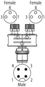 MurrElektronik 7000-41211-0000000 T-Coupler Slimline M12 Male/2x M8 Female A-Cod