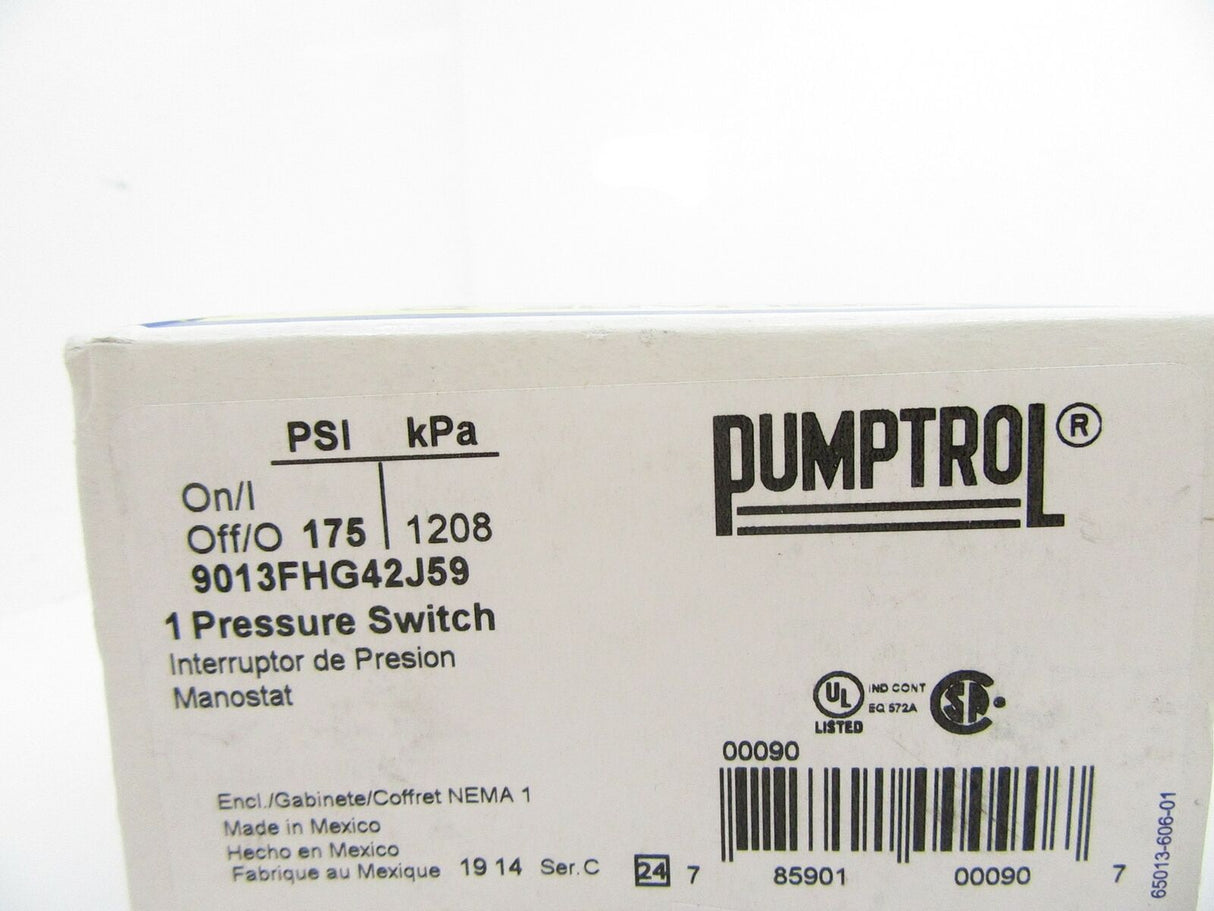 9013FHG42J59 Schneider Electric Square D Compressor Pressure Switch 135-175 PSI