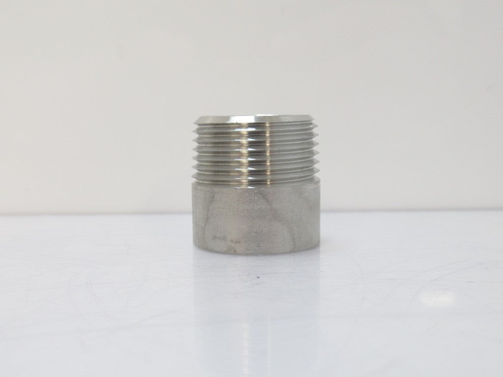 Straight Pipe Adapter, Threaded On One End, 3/4" NPT, 1" Lenght, SS304