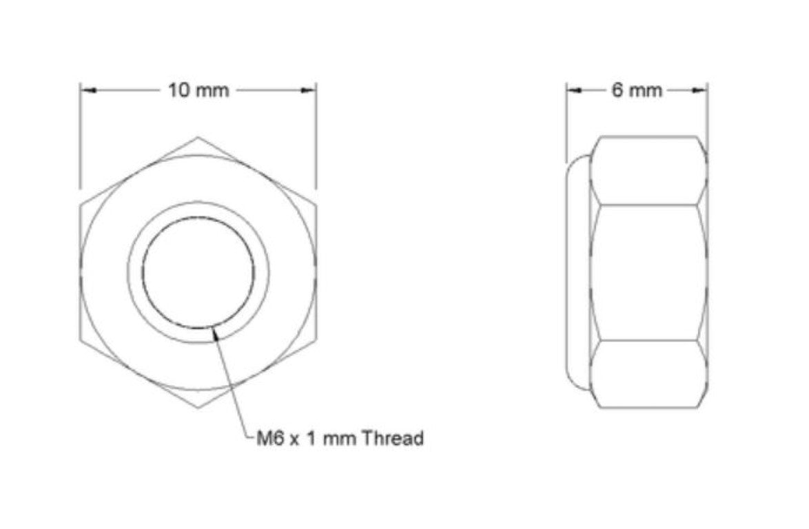 93625A250 18-8 Stainless Steel Nylon-Insert Locknut M6x1mm(Sold Per Pack Of 100)