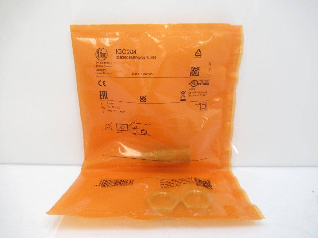 IGC204 IGB3008BBPKG/US-104 Ifm Electronic Inductive Sensor, 3-Wire, IP68