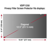 ViewSonic Accessory VSPF1250 12.5 Privacy Filter Screen Protector 16:9 Retail