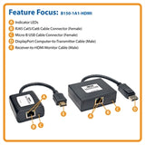 Tripp-Lite AC B150-1A1-HDMI 150ft DP HDMI Over Cat5 6 Active Extender Kit RTL
