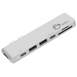 SIIG AC JU-TB0412-S1 Thunderbolt 3 USB-C Hub HDMI w Card Reader&PD ADP Silver