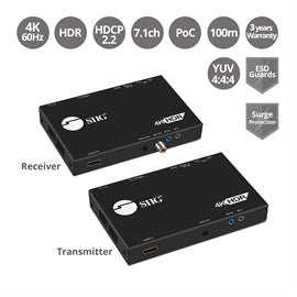 SIIG AC CE-H23411-S1 4K HDR HDMI2.0 USB HDBaseT Ext Cat5e 6 w RS-232&IR 100m
