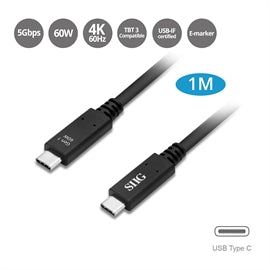 SIIG CB CB-TC0D11-S1 USB 3.1 Type-C Gen 1 Cable 60W 1M 5Gbps Brown Box