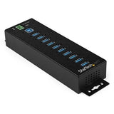 StarTech AC HB30A10AME 10-Port Industrial USB 3.0 Hub w External Power Adapter