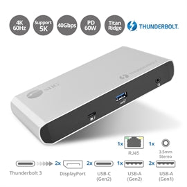 SIIG AC JU-DK0C11-S1 Thunderbolt 3 Dual DP 4K Video Docking Station with PD