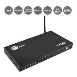 SIIG AC CE-H25Z11-S1 4x1 Multi-Video HDMI 2.0 Presentation Switcher Brown Box