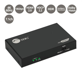 SIIG AC CE-H26B11-S1 2Port HDMI 2.0 HDR Splitter with EDID and Downscaler
