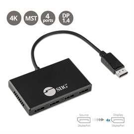 SIIG AC CE-DP0R11-S1 4 Port DisplayPort 1.4 to DisplayPort MST Hub Splitter
