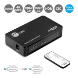 SIIG AC CE-H27211-S1 3x1 HDMI 2.0 Switch with IR & Voice APP Control Brown Box