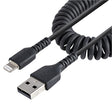 StarTech CB RUSB2ALT1MBC 3ft SB to Lightning Coiled iPhone Charger Cable Black