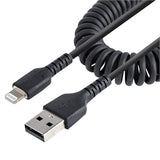 StarTech CB RUSB2ALT1MBC 3ft SB to Lightning Coiled iPhone Charger Cable Black