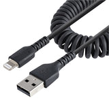StarTech CB RUSB2ALT50CMBC 20 USB to Lightning Coiled iPhone Charger CB Black