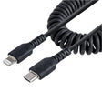 StarTech CB RUSB2CLT1MBC 3ft USB C to Lightning Coiled iPhone Charger CB Black