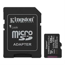 Kingston ME SDCS3 128GB 128GB microSDXC Canvas Select Plus Gen3 A1 Card + ADP