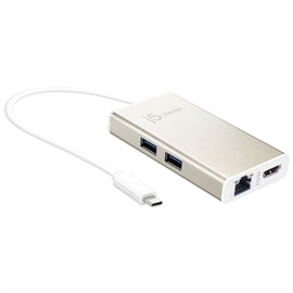 j5create Accessory JCA374 USB-C to HDMI RJ-45 USB Adapter Male to Female RTL