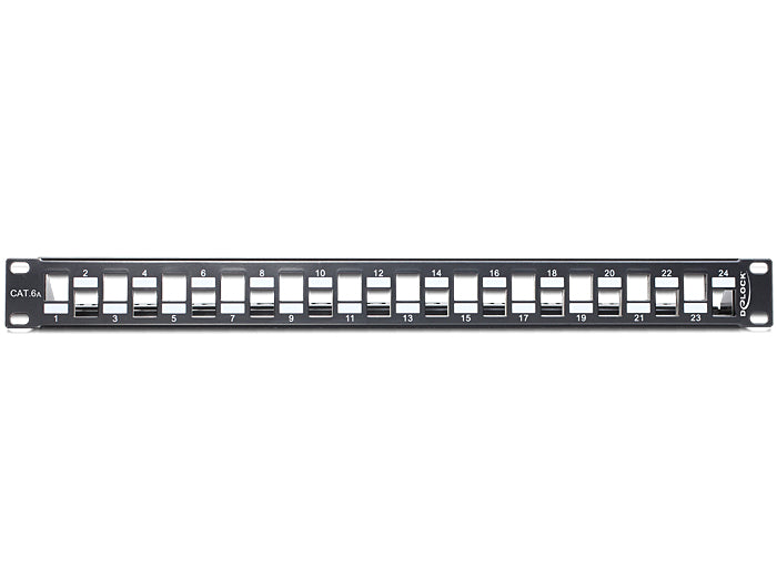 Delock 43278 19″ Keystone Patch Panel 24 Port Staggered Black