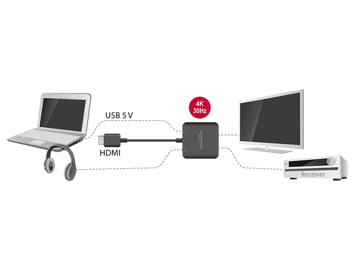Delock 62784 Hdmi Audio Extractor 4K 30 Hz Compact