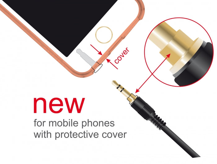 Delock 85564 Stereo Jack Cable 3.5 Mm 3 Pin Male > Male Angled 0.5 M Black