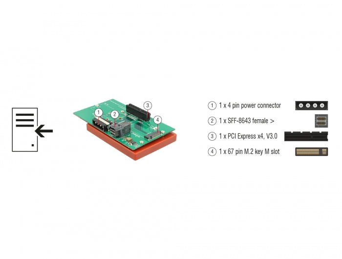 Delock 63952 U.2 Sff-8643 Adapter To Pcie X4 Or M.2 Key M Slot
