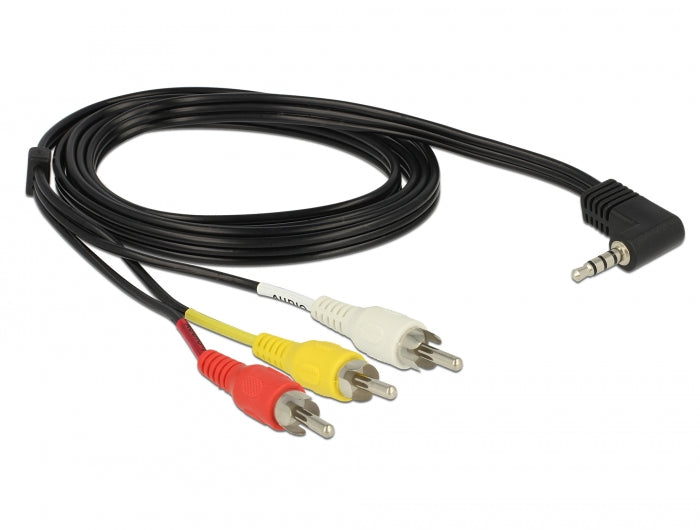 Delock 84724 Cable Stereo Jack 3.5 Mm 4 Pin Male Angled > 3 X Rca Male 1.5 M