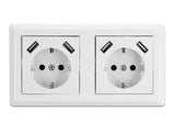 Delock 11475 2-Way Wall Socket With 4 X Usb Type-A Charging Port 2 X 2.8 A
