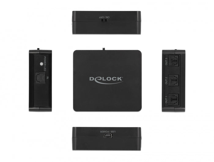 Delock 63397 S/Pdif Toslink Splitter 1 In 3 Out With Usb Powered