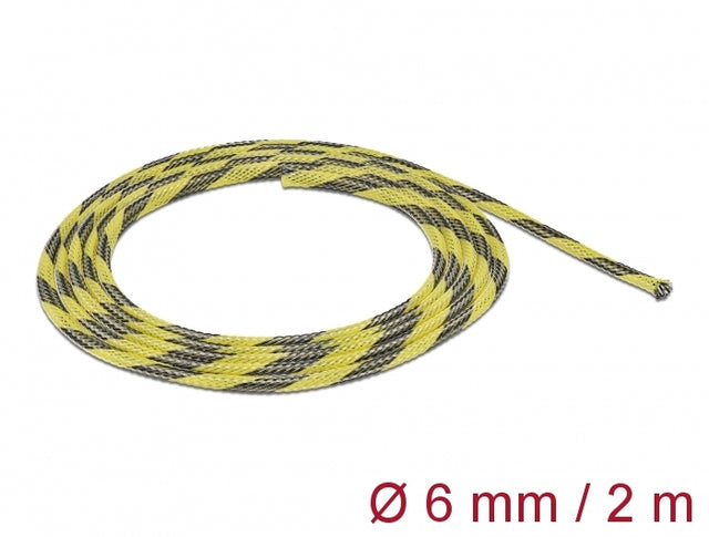 Delock 20737 Braided Sleeve Stretchable 2 M X 6 Mm Black-Yellow