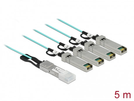 Delock 84069 Active Optical Cable Qsfp+ To 4 X Sfp+ 5 M
