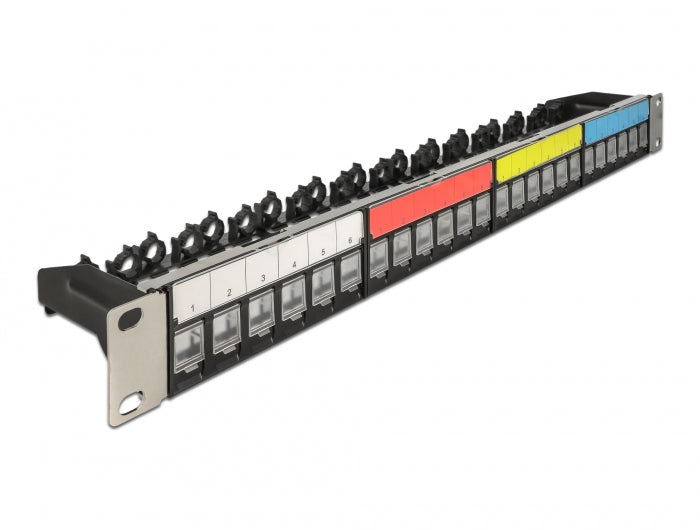 Delock 66921 19″ Keystone Patch Panel 24 Port With Cable Fixing Rail ...