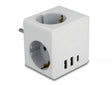 Delock 11496 Multi Socket Cube 3-Way With Childproof Lock And Usb Charger White