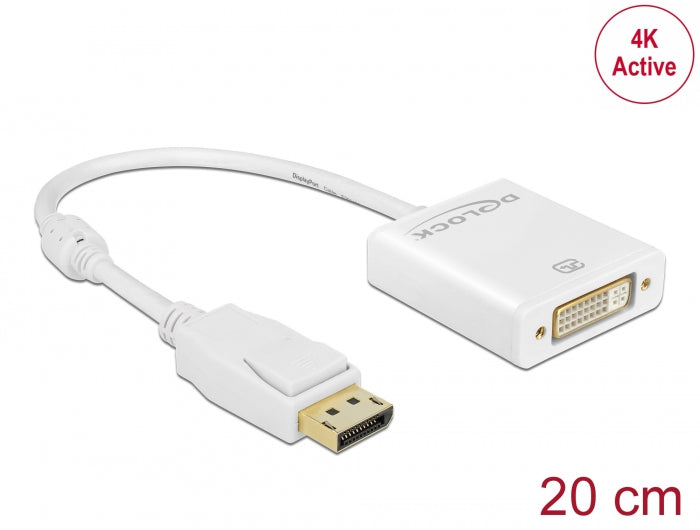 Delock 62600 Adapter Displayport 1.2 Male > Dvi Female 4K Active White ...