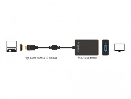 Delock 65512 Adapter Hdmi Male To Vga Female Black