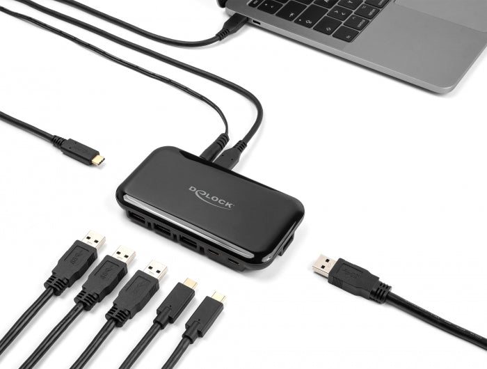 Delock 64209 7 Port Usb 3.2 Gen 2 Hub With 4 Usb Type-A And 3 Usb Type-C™ Ports