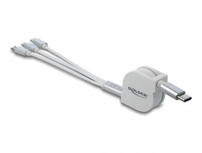 Delock 85844 Usb Type-C™ 3 In 1 Retractable Charging Cable For Lightning™