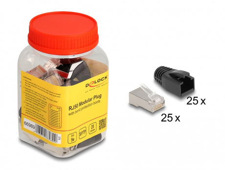 Delock 66989 RJ50 Modular Plug Cat.5E With Bend Protection Boots 25 Pcs Set