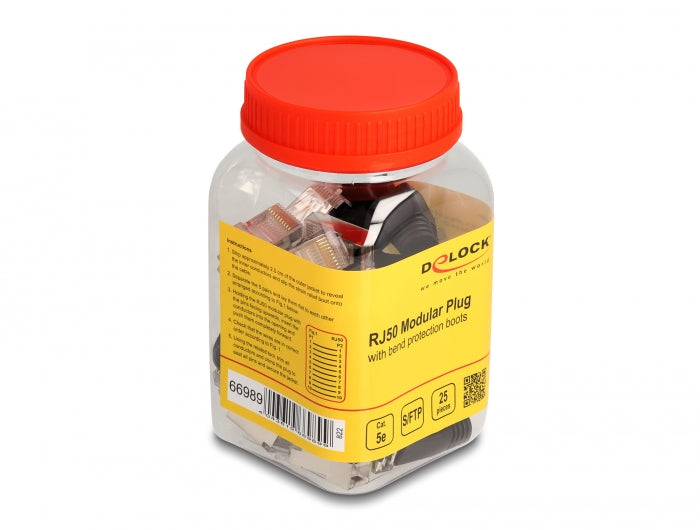 Delock 66989 RJ50 Modular Plug Cat.5E With Bend Protection Boots 25 Pcs Set