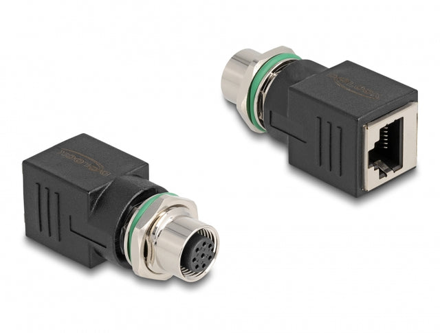 Delock 60062 M12 Adapter A-Coded 8 Pin Female To RJ45 Jack Straight