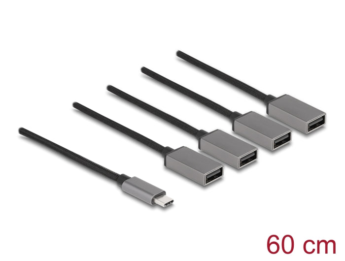 Delock 64210 4 Port Usb 2.0 Cable Hub With Usb Type-C™ Connector 60 Cm