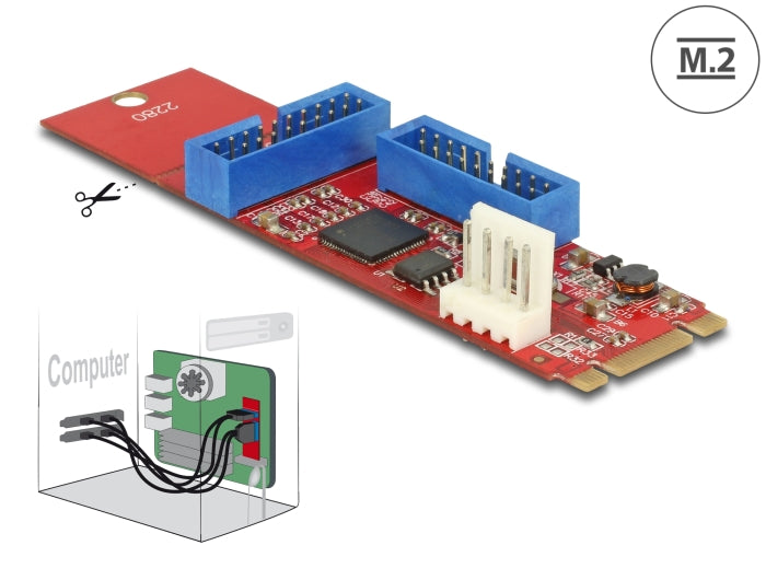 ぺたこ 2-2 Delock 62843 Converter M.2 Key B+M Male To 2 X Usb 5 Gbps Pin