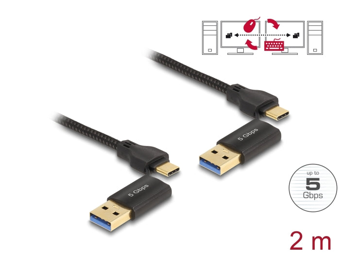 Delock 83014 Usb Type-C™ 5 Gbps Data Link Cable + Km Switch 2 M ...