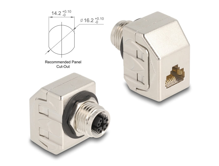 Delock 60685 M12 Adapter X-Coded 8 Pin Female To Rj45 Jack Cat.6A Stp ...