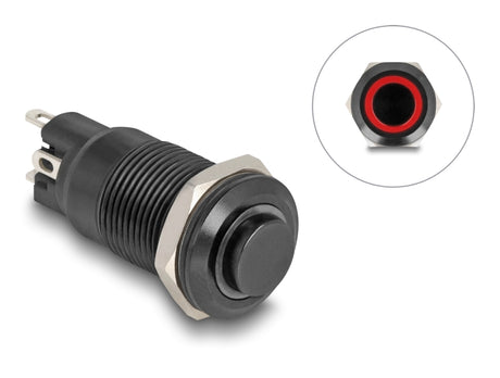 Delock 22014 Push Switch For Installation Black 12 Mm 12 V 4 X Solder Connection