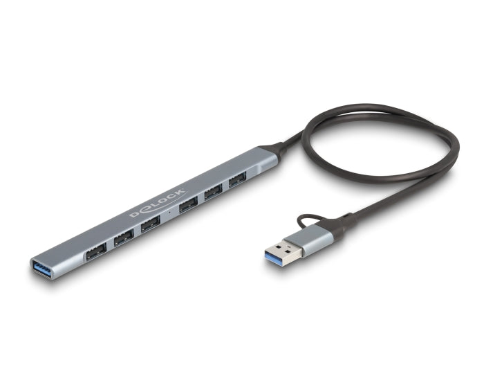 Delock 64273 7 Port Slim Usb Hub W/ Usb Type C Or A To Usb 5 Gbps Type-A