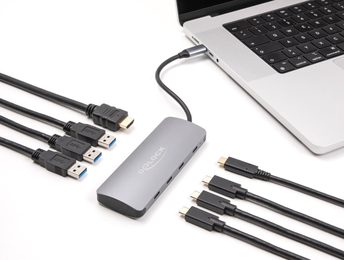 Delock 64323 7 Port Usb 10 Gbps Hub And 4K Hdmi Output W/ Usb Type-C Connection