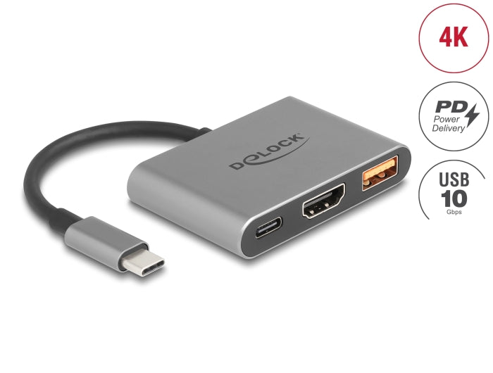 Delock 61071 Usb Type-C Adapter To Hdmi 4K W/ Usb Type-A And Usb Type-C Pd 2.0