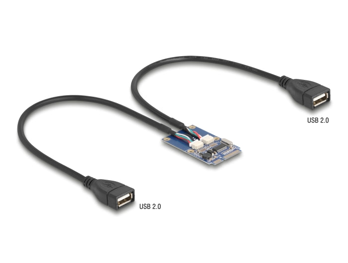 Delock 64346 Mini Pcie Adapter Full Size To 2 X Usb 2.0 Type-A Female 30 Cm